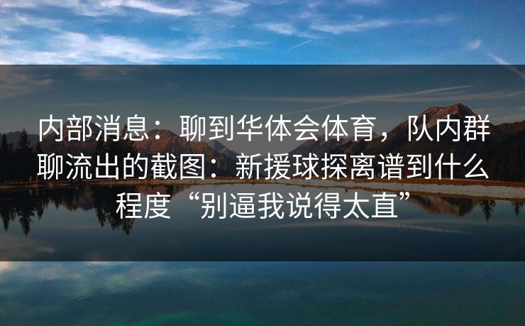 内部消息：聊到华体会体育，队内群聊流出的截图：新援球探离谱到什么程度“别逼我说得太直”