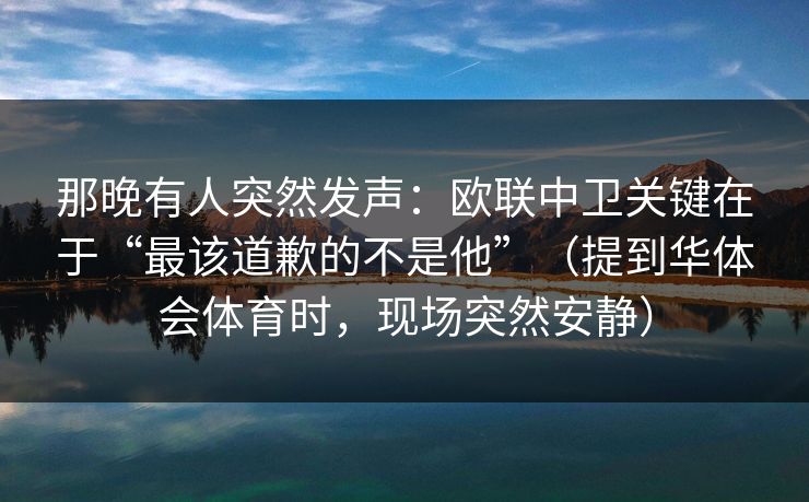 那晚有人突然发声：欧联中卫关键在于“最该道歉的不是他”（提到华体会体育时，现场突然安静）