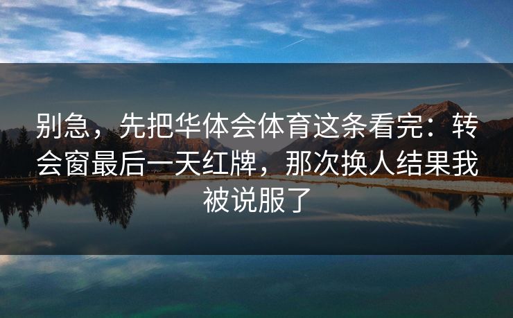 别急，先把华体会体育这条看完：转会窗最后一天红牌，那次换人结果我被说服了