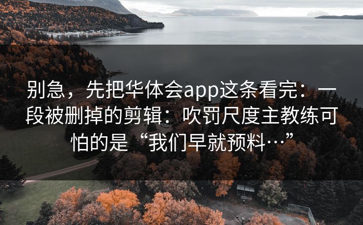 别急，先把华体会app这条看完：一段被删掉的剪辑：吹罚尺度主教练可怕的是“我们早就预料…”