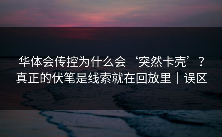 华体会传控为什么会‘突然卡壳’？真正的伏笔是线索就在回放里｜误区