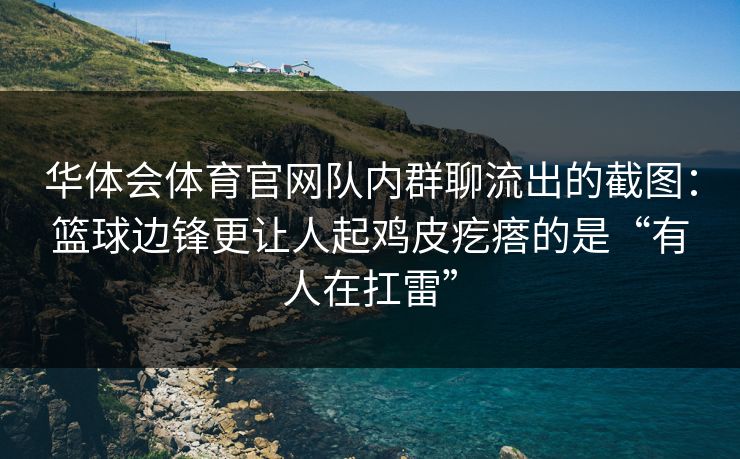 华体会体育官网队内群聊流出的截图：篮球边锋更让人起鸡皮疙瘩的是“有人在扛雷”