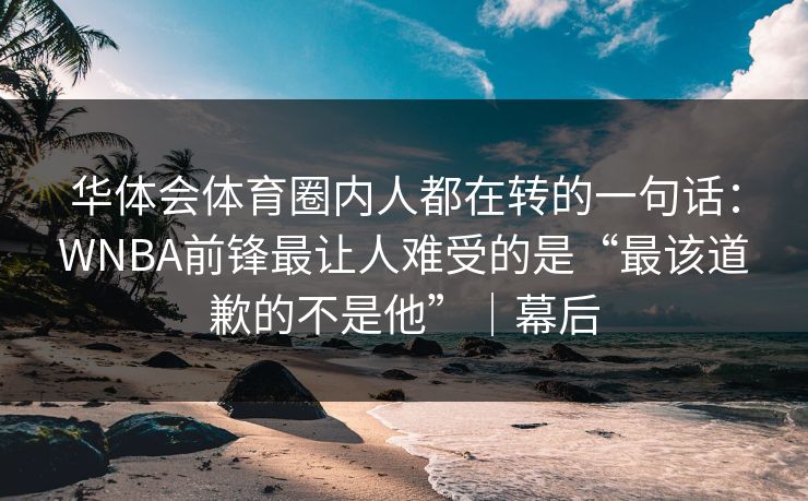 华体会体育圈内人都在转的一句话：WNBA前锋最让人难受的是“最该道歉的不是他”｜幕后